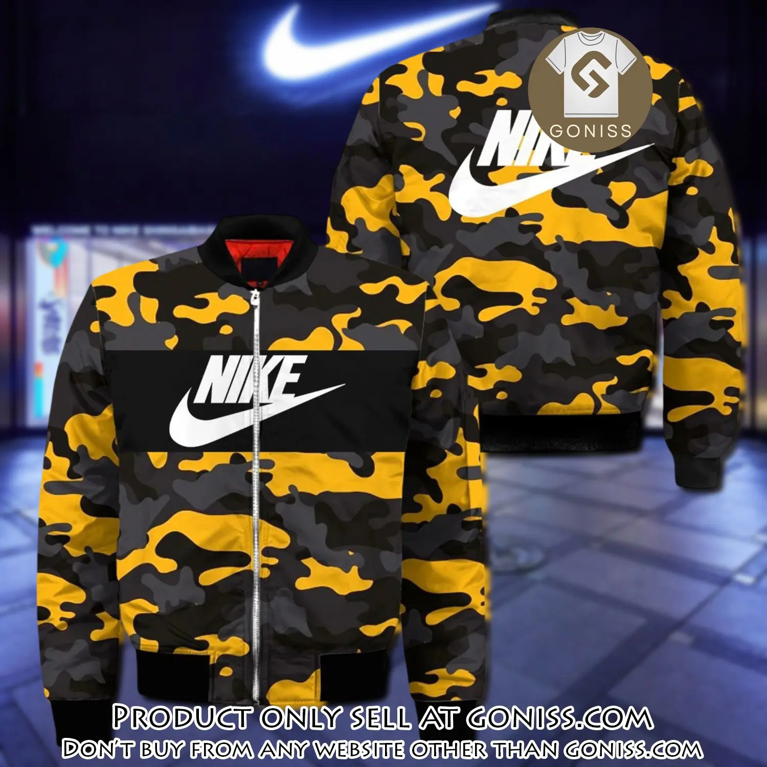 Nike yellow camo luxury brand premium bomber jacket clothing outfit for men women gn5536681